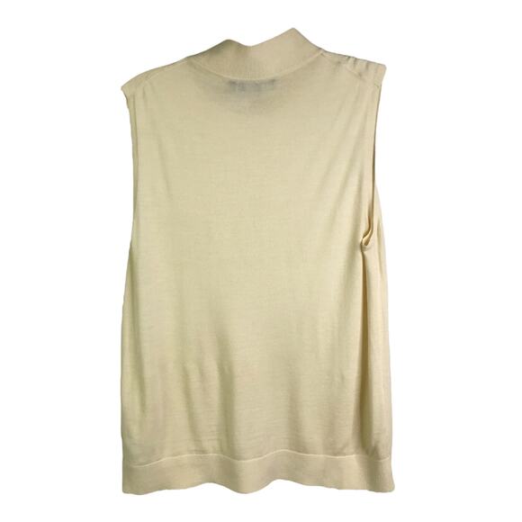 Theory Sleeveless Sweater Womens M Creamy White Mock Neck Shell Regal Wool Top - Picture 3 of 8